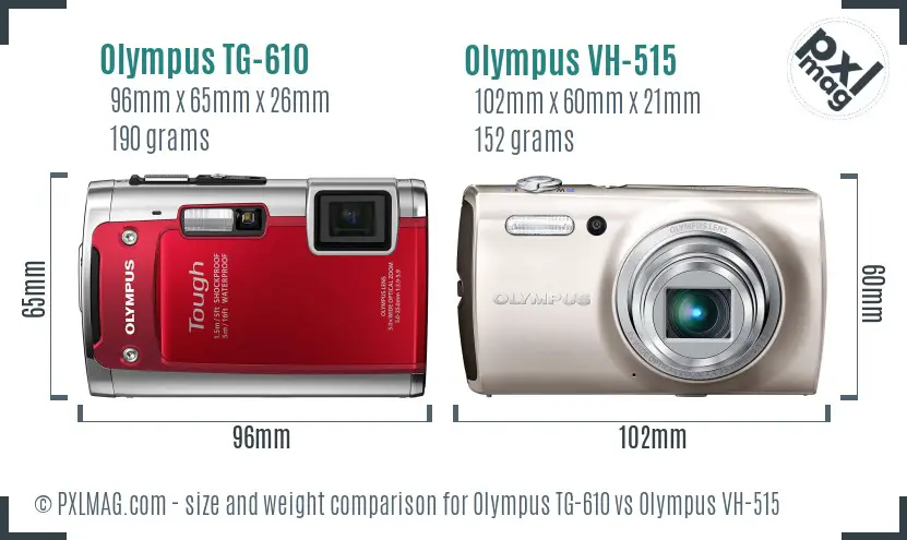 Olympus TG-610 vs Olympus VH-515 size comparison