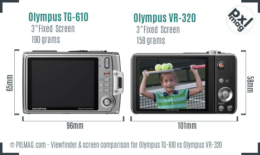 Olympus TG-610 vs Olympus VR-320 Screen and Viewfinder comparison