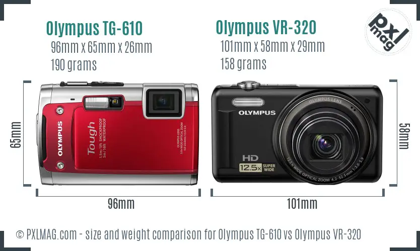 Olympus TG-610 vs Olympus VR-320 size comparison