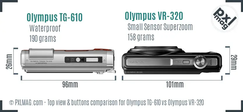 Olympus TG-610 vs Olympus VR-320 top view buttons comparison