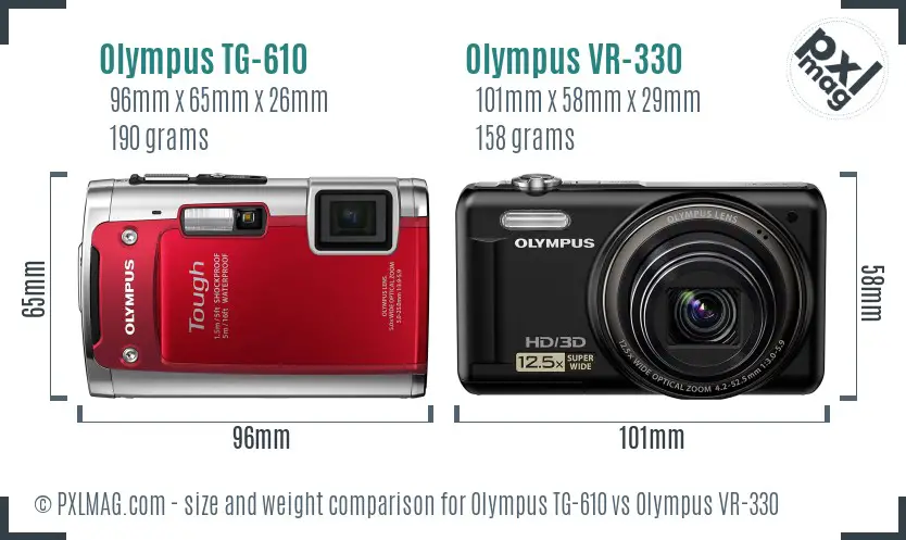 Olympus TG-610 vs Olympus VR-330 size comparison