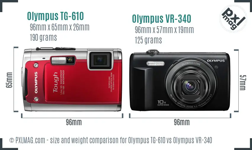 Olympus TG-610 vs Olympus VR-340 size comparison