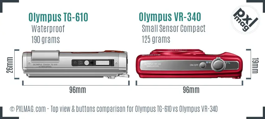 Olympus TG-610 vs Olympus VR-340 top view buttons comparison