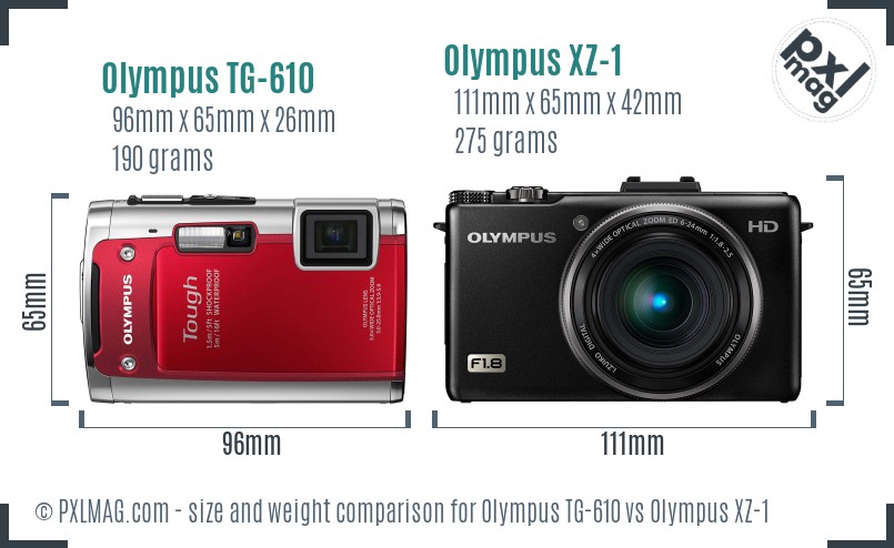 Olympus TG-610 vs Olympus XZ-1 size comparison
