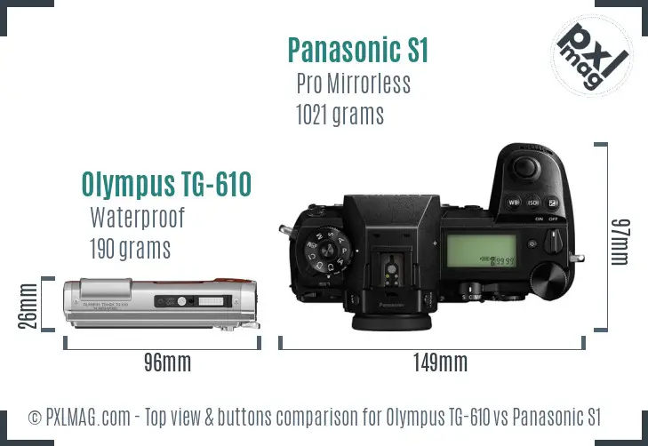 Olympus TG-610 vs Panasonic S1 top view buttons comparison