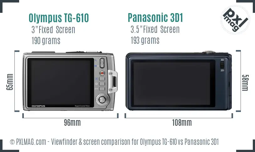 Olympus TG-610 vs Panasonic 3D1 Screen and Viewfinder comparison