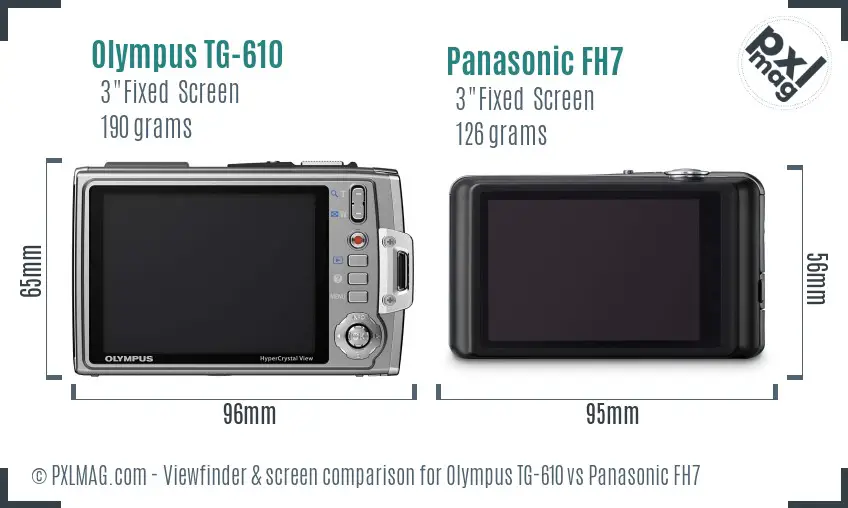 Olympus TG-610 vs Panasonic FH7 Screen and Viewfinder comparison