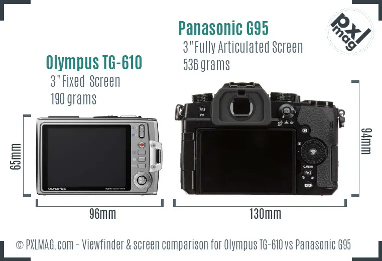 Olympus TG-610 vs Panasonic G95 Screen and Viewfinder comparison Olympus TG-610 vs Panasonic G95 Screen and Viewfinder comparison