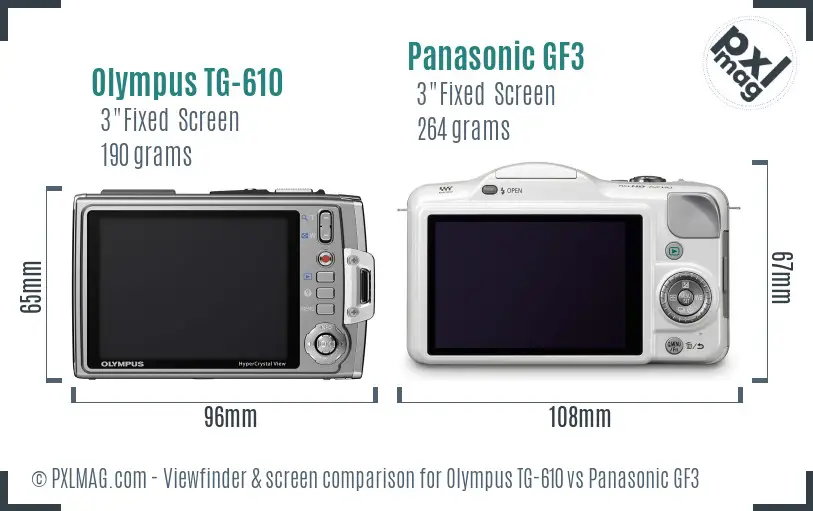 Olympus TG-610 vs Panasonic GF3 Screen and Viewfinder comparison Olympus TG-610 vs Panasonic GF3 Screen and Viewfinder comparison