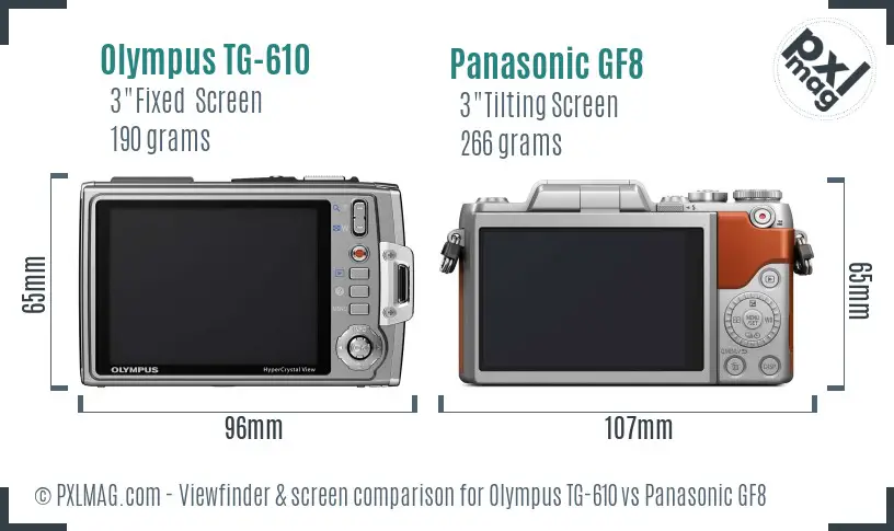 Olympus TG-610 vs Panasonic GF8 Screen and Viewfinder comparison Olympus TG-610 vs Panasonic GF8 Screen and Viewfinder comparison
