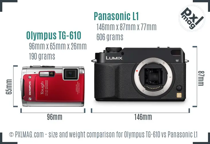 Olympus TG-610 vs Panasonic L1 size comparison