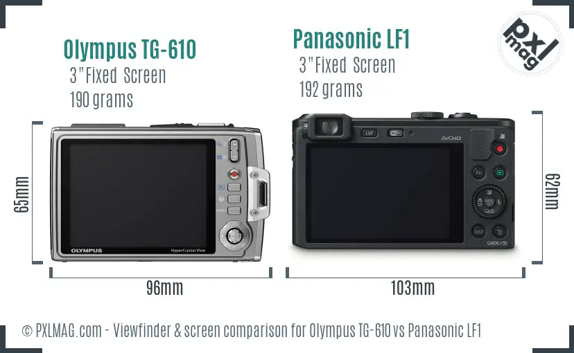 Olympus TG-610 vs Panasonic LF1 Screen and Viewfinder comparison