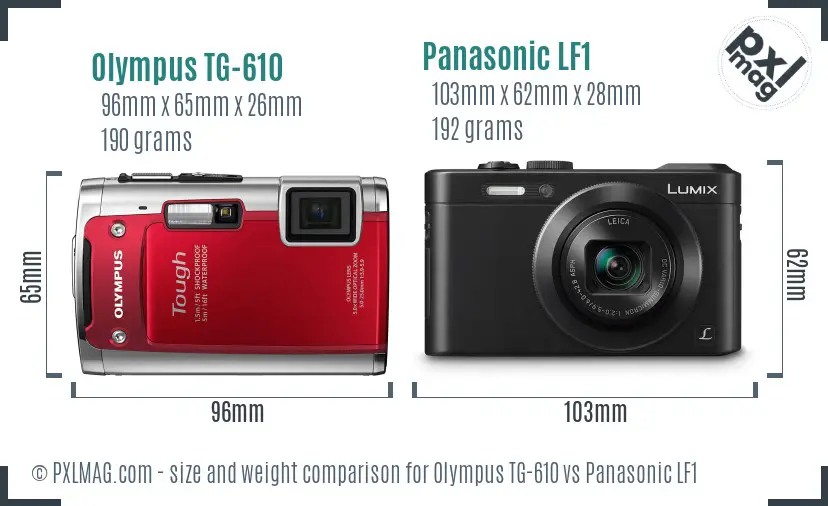 Olympus TG-610 vs Panasonic LF1 size comparison