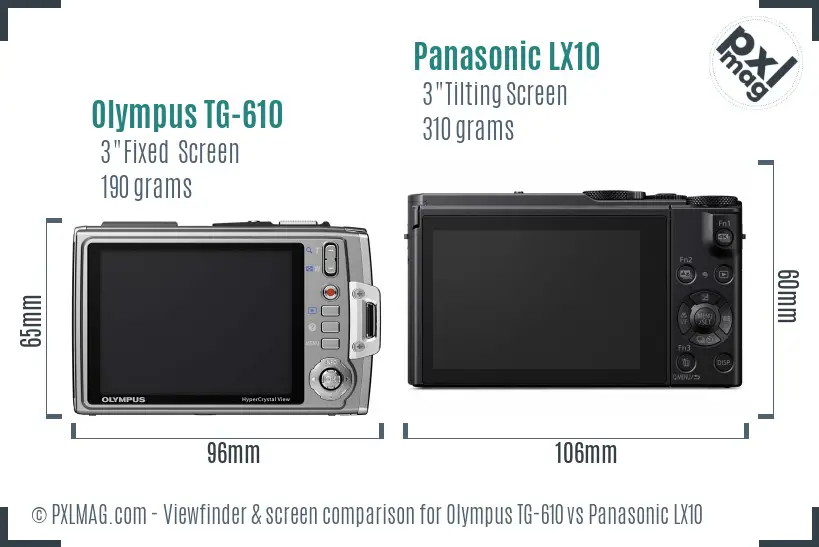 Olympus TG-610 vs Panasonic LX10 Screen and Viewfinder comparison Olympus TG-610 vs Panasonic LX10 Screen and Viewfinder comparison