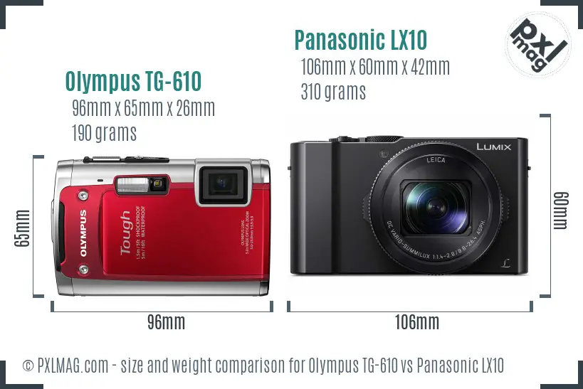 Olympus TG-610 vs Panasonic LX10 size comparison Olympus TG-610 vs Panasonic LX10 size comparison