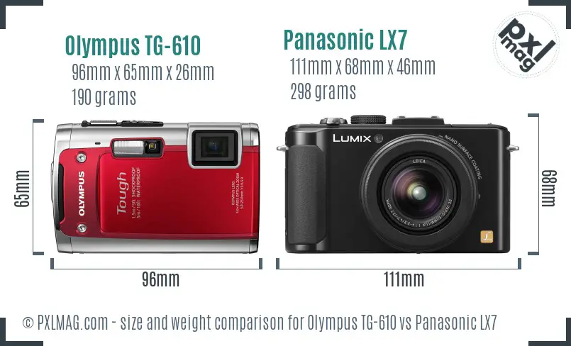 Olympus TG-610 vs Panasonic LX7 size comparison