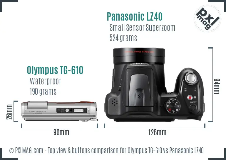 Olympus TG-610 vs Panasonic LZ40 top view buttons comparison