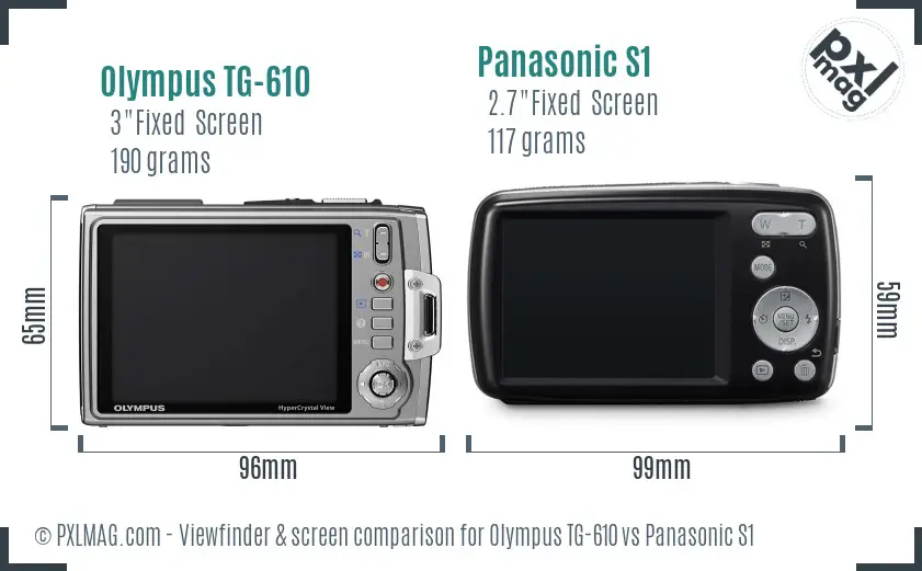 Olympus TG-610 vs Panasonic S1 Screen and Viewfinder comparison