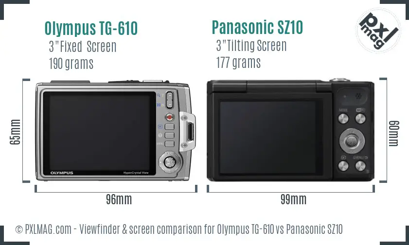 Olympus TG-610 vs Panasonic SZ10 Screen and Viewfinder comparison Olympus TG-610 vs Panasonic SZ10 Screen and Viewfinder comparison