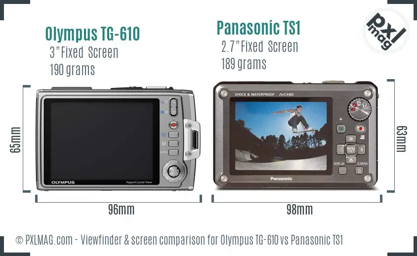 Olympus TG-610 vs Panasonic TS1 Screen and Viewfinder comparison