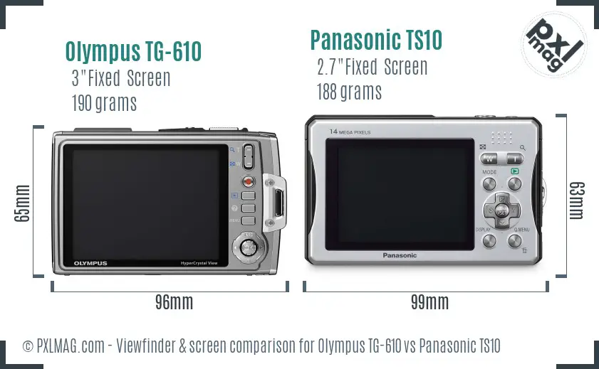 Olympus TG-610 vs Panasonic TS10 Screen and Viewfinder comparison