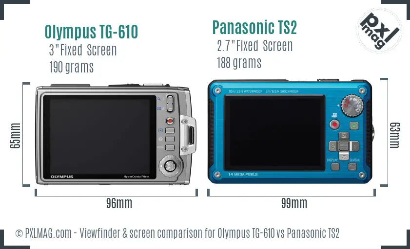 Olympus TG-610 vs Panasonic TS2 Screen and Viewfinder comparison
