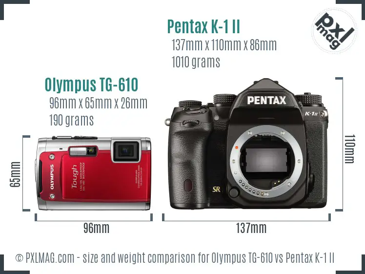 Olympus TG-610 vs Pentax K-1 II size comparison