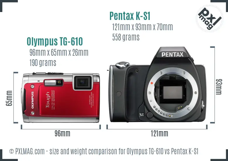 Olympus TG-610 vs Pentax K-S1 size comparison