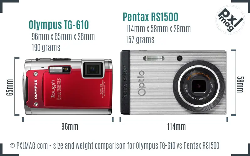 Olympus TG-610 vs Pentax RS1500 size comparison