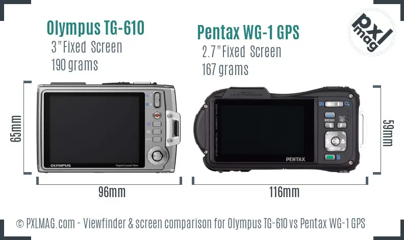 Olympus TG-610 vs Pentax WG-1 GPS Screen and Viewfinder comparison