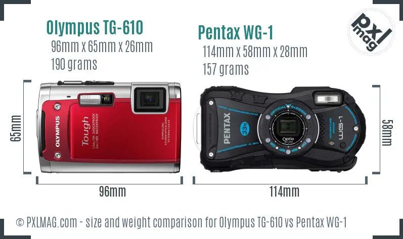 Olympus TG-610 vs Pentax WG-1 size comparison Olympus TG-610 vs Pentax WG-1 size comparison