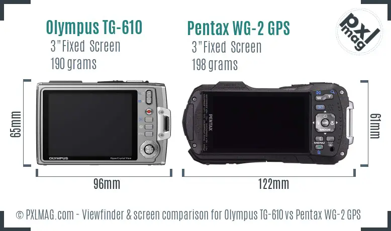 Olympus TG-610 vs Pentax WG-2 GPS Screen and Viewfinder comparison