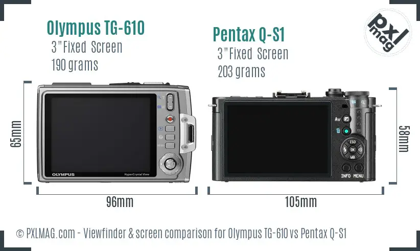 Olympus TG-610 vs Pentax Q-S1 Screen and Viewfinder comparison