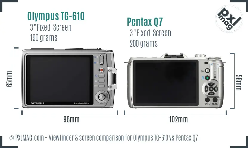 Olympus TG-610 vs Pentax Q7 Screen and Viewfinder comparison