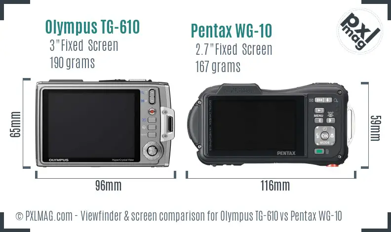 Olympus TG-610 vs Pentax WG-10 Screen and Viewfinder comparison