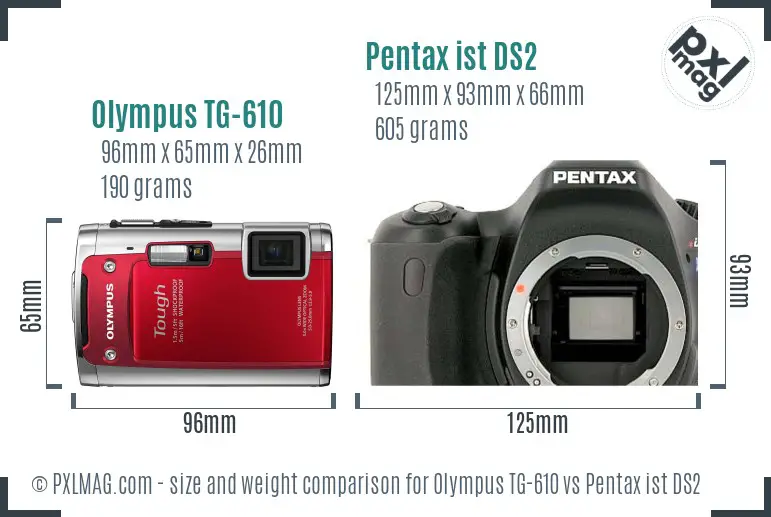 Olympus TG-610 vs Pentax ist DS2 size comparison