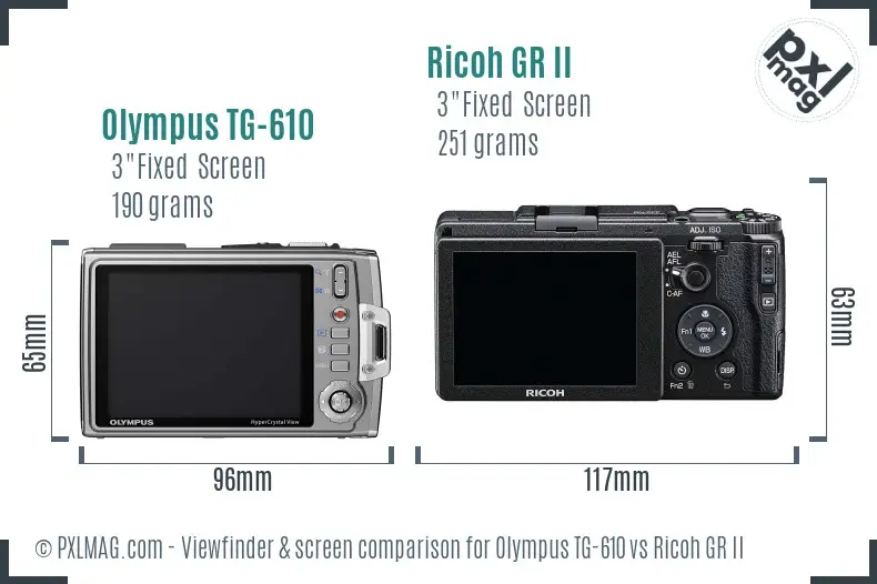 Olympus TG-610 vs Ricoh GR II Screen and Viewfinder comparison Olympus TG-610 vs Ricoh GR II Screen and Viewfinder comparison