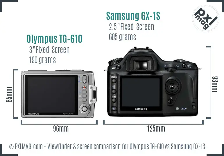 Olympus TG-610 vs Samsung GX-1S Screen and Viewfinder comparison