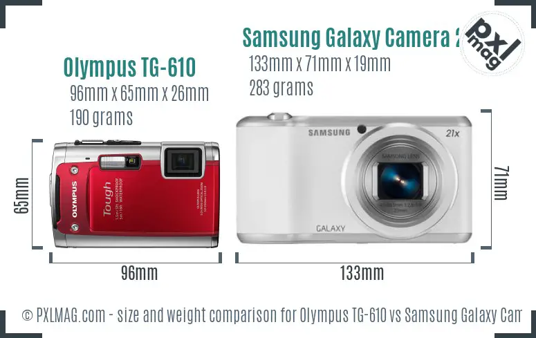 Olympus TG-610 vs Samsung Galaxy Camera 2 size comparison Olympus TG-610 vs Samsung Galaxy Camera 2 size comparison