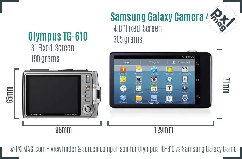 Olympus TG-610 vs Samsung Galaxy Camera 4G Screen and Viewfinder comparison Olympus TG-610 vs Samsung Galaxy Camera 4G Screen and Viewfinder comparison