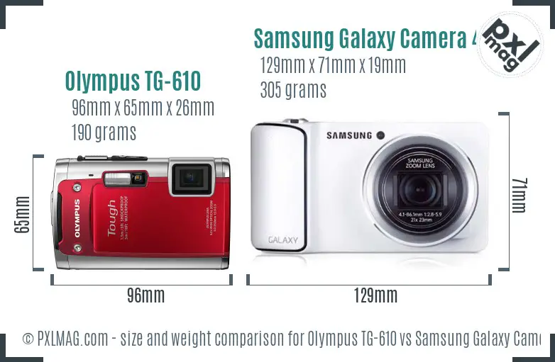 Olympus TG-610 vs Samsung Galaxy Camera 4G size comparison Olympus TG-610 vs Samsung Galaxy Camera 4G size comparison