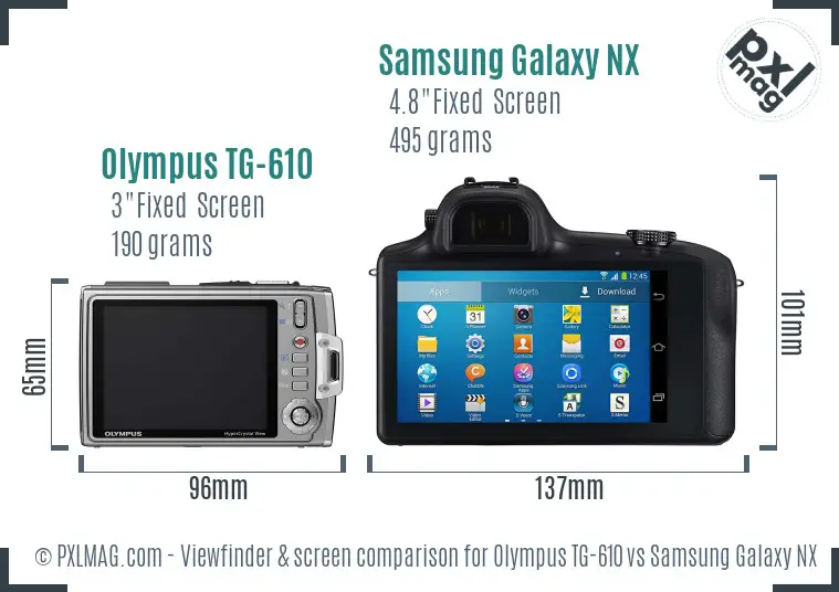 Olympus TG-610 vs Samsung Galaxy NX Screen and Viewfinder comparison