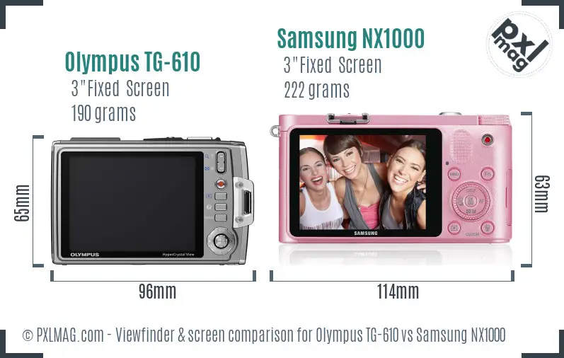 Olympus TG-610 vs Samsung NX1000 Screen and Viewfinder comparison