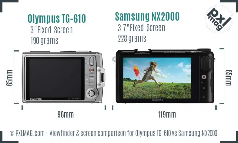 Olympus TG-610 vs Samsung NX2000 Screen and Viewfinder comparison