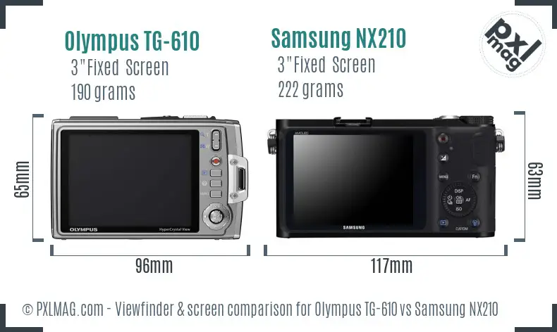 Olympus TG-610 vs Samsung NX210 Screen and Viewfinder comparison Olympus TG-610 vs Samsung NX210 Screen and Viewfinder comparison