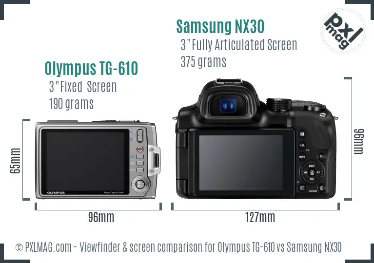 Olympus TG-610 vs Samsung NX30 Screen and Viewfinder comparison