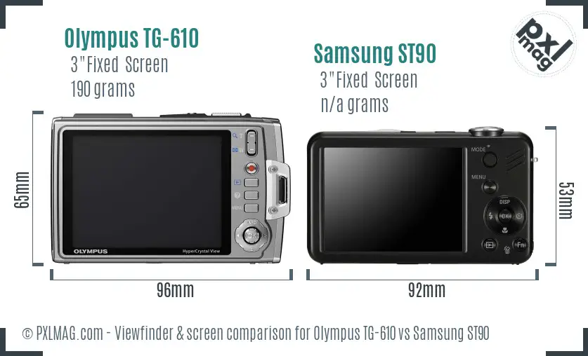 Olympus TG-610 vs Samsung ST90 Screen and Viewfinder comparison Olympus TG-610 vs Samsung ST90 Screen and Viewfinder comparison