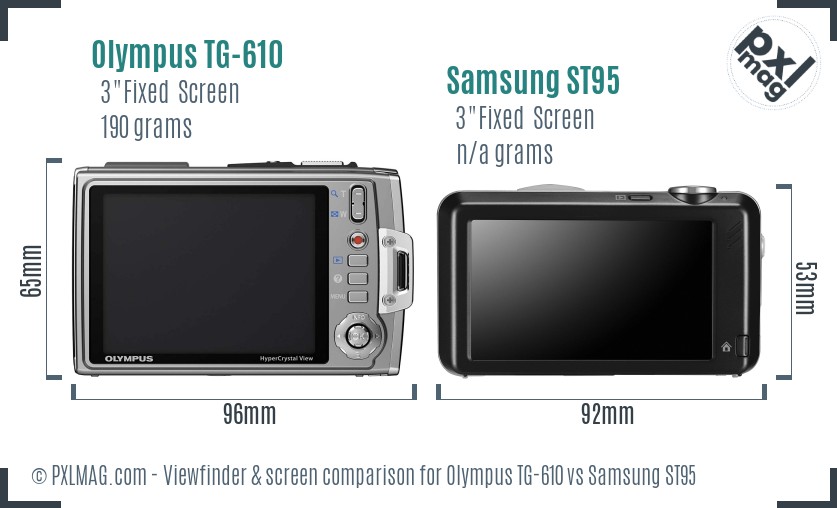 Olympus TG-610 vs Samsung ST95 Screen and Viewfinder comparison