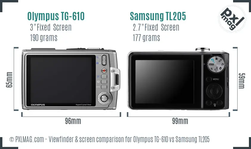 Olympus TG-610 vs Samsung TL205 Screen and Viewfinder comparison Olympus TG-610 vs Samsung TL205 Screen and Viewfinder comparison