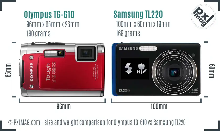 Olympus TG-610 vs Samsung TL220 size comparison Olympus TG-610 vs Samsung TL220 size comparison